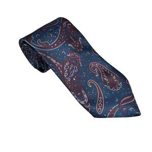 Ketch Men's Paisley Tie Dark Colors Burgundy Maroon Blue Paisley Career Office